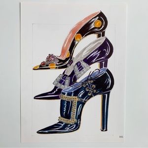 4/$20⭐️ Trio Manolo Blahnik Shoe Illustration *PRINT*